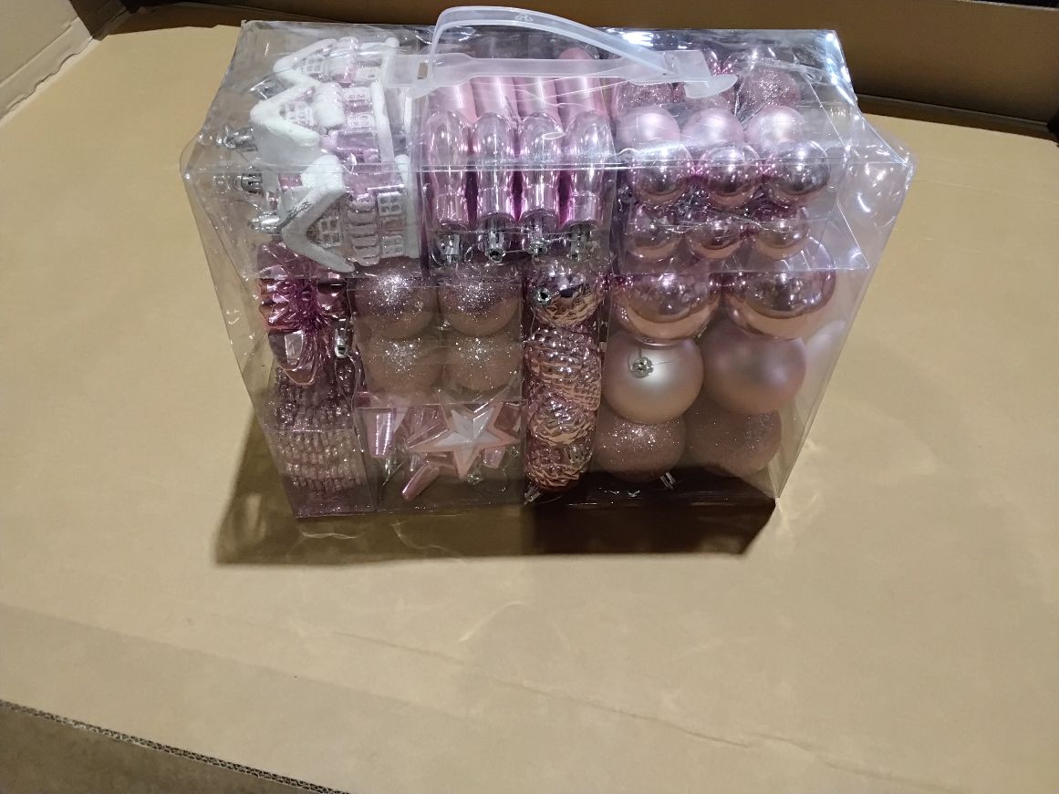 vierkante doos mix van roze kerstballen 100 st