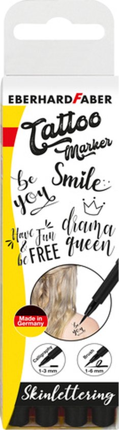 Eberhard Faber tattoo stiften - Skinlettering - 4 stuks - zwart - EF-559506