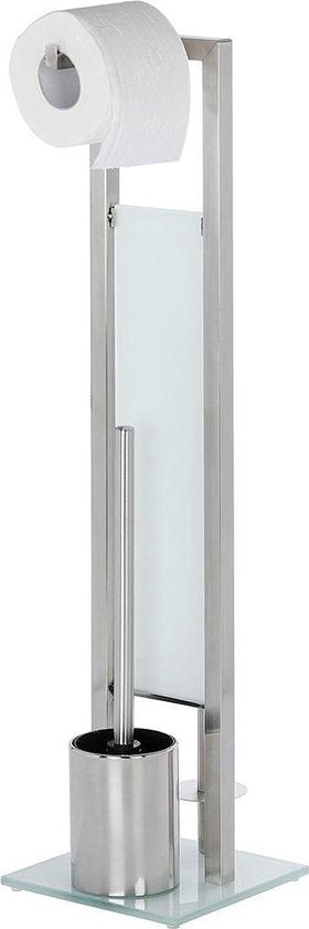 WENKO Toiletbutler Rivalta RVS mat - Toiletborstel met houder, Toiletrolhouder en Reserverolhouder