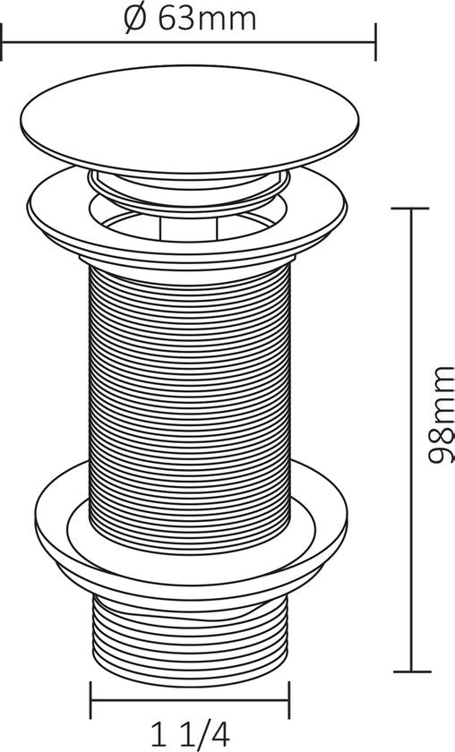 Differnz Design Afvoerplug Mat Zwart – Pop–up – Ø 63mm