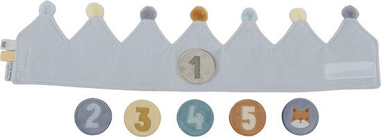 Little Dutch - Verjaardagskroon van stof met cijfers - Blauw