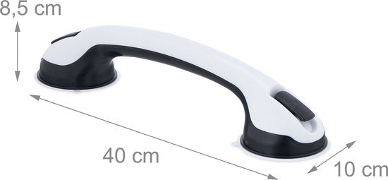 handgreep met zuignap - tot 70 kg - douche en bad - badkamer - wit/zwart
