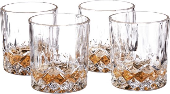 whiskey glazen - set van 4 - 200 ml - transparant