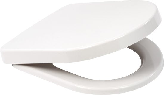 Plieger Milano/Plus-Compact Toiletzitting - D-Vorm WC Bril - Duroplast - Wit - Met Deksel - Softclose - Quick Release - RVS Bevestiging - Geschikt voor Geberit toilet