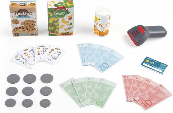 Smoby - Rollenspel - Shopping - Elektronische Supermarkt kassa met kassa lade, echte rekenmachine, dummymicrofoon, creditcardlezer en weegschaal met mechanische actie