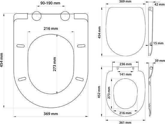 Tiger Dolan - WC bril - Soft Close - Afklikbaar - D-vorm Design - Topfixing
