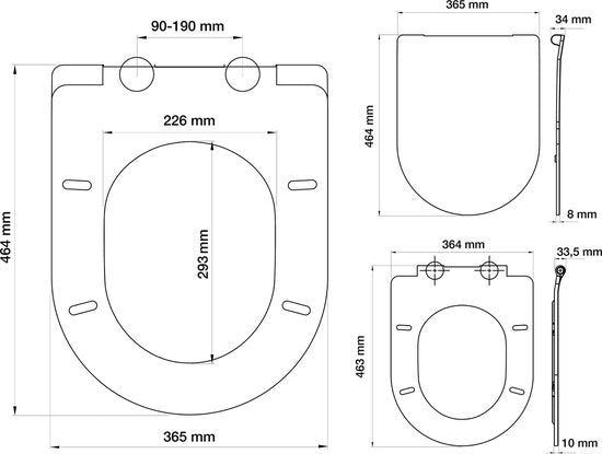 Tiger Carter - WC bril D-vorm - Topfixing - Softclose - Easy clean functie - Duroplast Wit