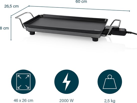 Princess Bakplaat 102300 - Table Chef Pro - Grillplaat - Gourmet - 46x26 cm