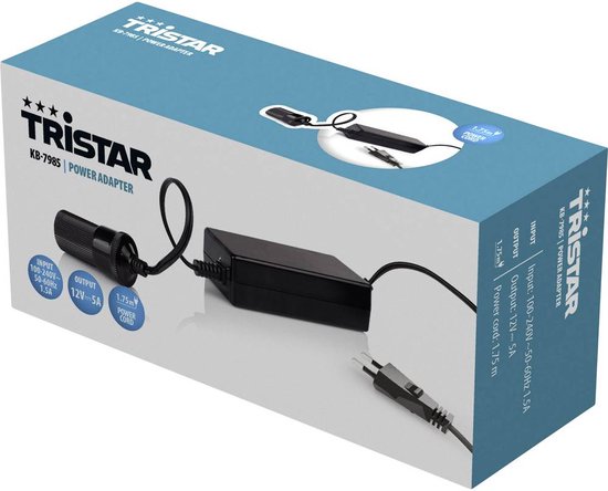 Tristar KB-7985 - Omvormer 12V aansluiting - 100V tot 240V - 1,75M snoer - Geschik voor oa koelboxen