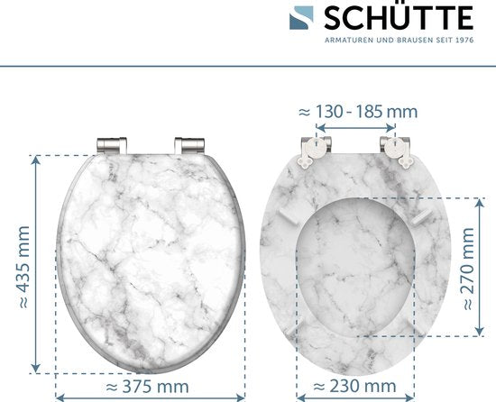 SCHÜTTE WC-Bril 80194 MARMOR STONE - MDF-Hout - Soft Close - Verchroomde Scharnieren - Belastbaar tot 175 kg - Decor - 3-zijdige Print