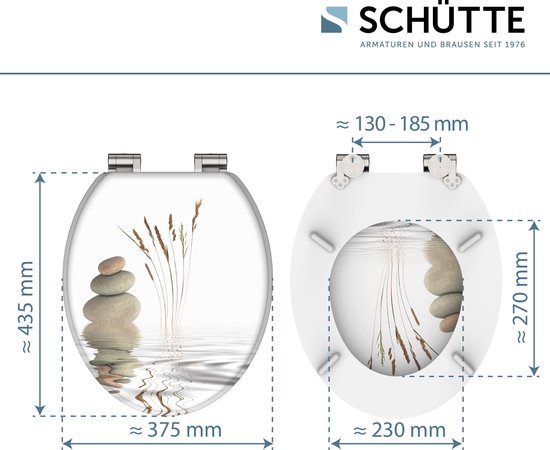 SCHÜTTE WC-Bril 80122 BALANCE - MDF-Hout - Soft Close - Verchroomde Scharnieren - Belastbaar tot 175 kg - Decor - 3-zijdige Print