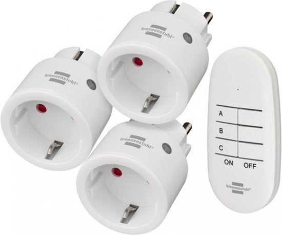Brennenstuhl Comfort-Line Draadloze Schakelaarset Mini 3+1, 3 mini draadloze schakelaars (voor binnenshuis, met Afstandsbediening