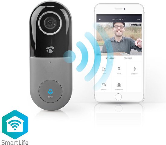 Nedis SmartLife Videodeurbel - Wi-Fi - Transformator - Full HD 1080p