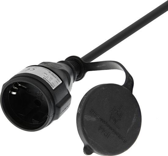 Deltaco GT-981 Verlengkabel - Buitengebruik - Verlengsnoer Geaard - IP44 - 20 meter - Zwart