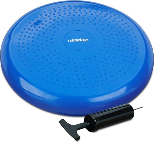 wiebelkussen - Ø 33 cm - met luchtpomp - max. 140 kg - balanskussen met noppen blauw