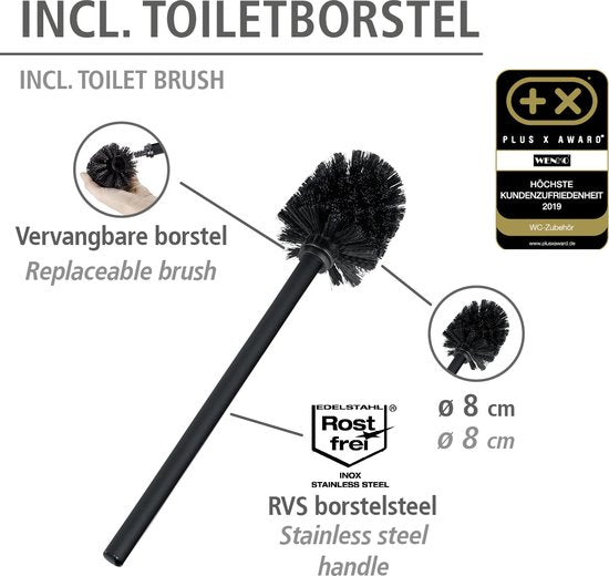WENKO Toiletbutler Rivalta RVS mat - Toiletborstel met houder, Toiletrolhouder en Reserverolhouder