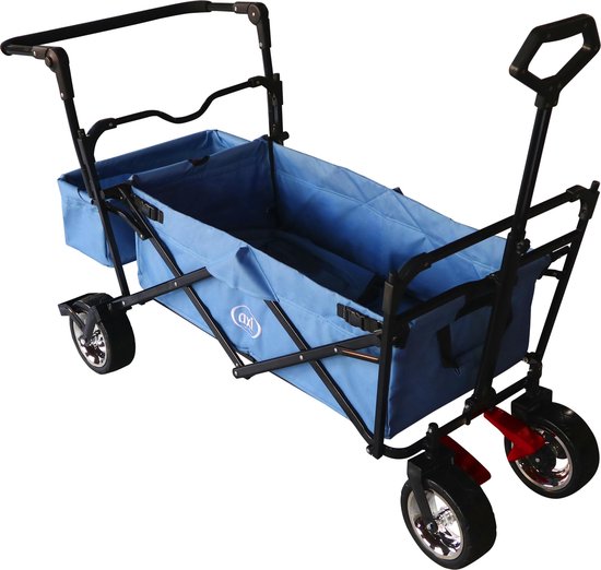 AXI AB210 Opvouwbare Bolderwagen in Blauw - Bolderkar met dak, tas, rem en duwstang - Max. 80kg