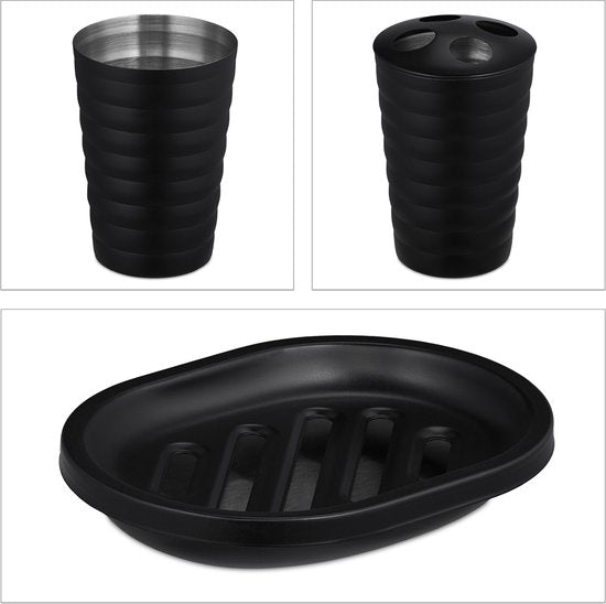 badkamerset 5-delig - geborsteld rvs - modern - badkameraccessoires set - mat zwart