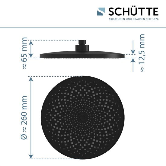 SCHÜTTE CAPRI Hoofddouche - Douchekop rond - ø 26 cm - Mat Zwart