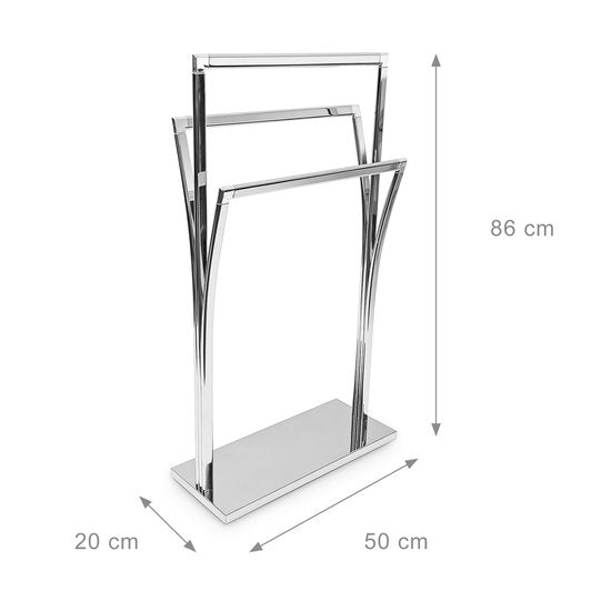 handdoekrek rvs - 3 stangen - 86 x 50 x 20 cm - vrijstaand - badkamer - zilver