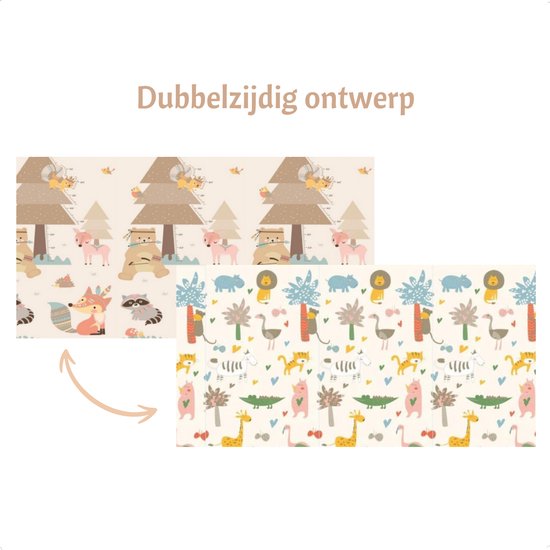 Speelmat - Inclusief Luxe Opbergtas - Dubbelzijdig - Speelkleed - Speelmat Baby - Speelkleed Baby - Speelmat Foam - 150 x 200 cm - Opvouwbaar - Beige