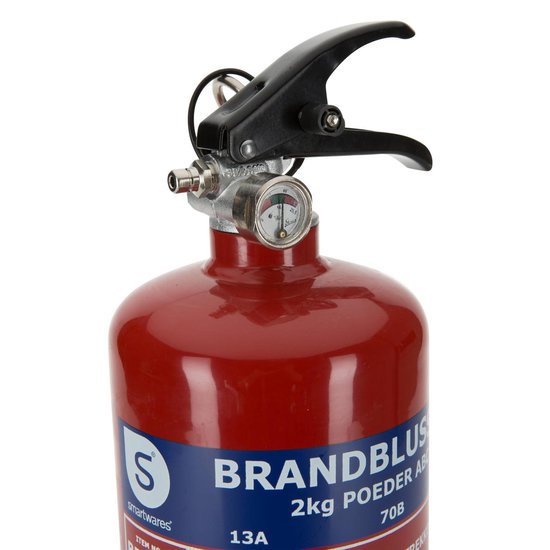 Smartwares 10.014.68 - Brandblusser Poeder 2kg - Incl ophangbeugel - Brandklasse ABC - BSI Gecertificeerd