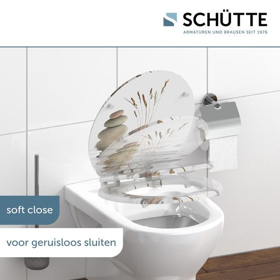 SCHÜTTE WC-Bril 80122 BALANCE - MDF-Hout - Soft Close - Verchroomde Scharnieren - Belastbaar tot 175 kg - Decor - 3-zijdige Print