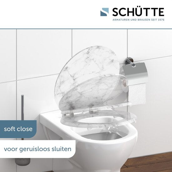 SCHÜTTE WC-Bril 80194 MARMOR STONE - MDF-Hout - Soft Close - Verchroomde Scharnieren - Belastbaar tot 175 kg - Decor - 3-zijdige Print