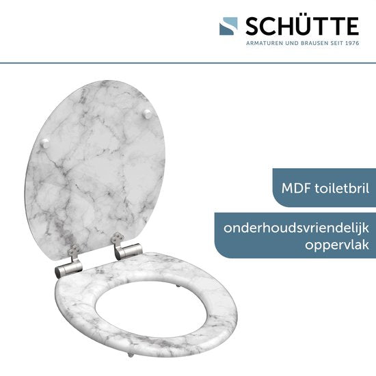 SCHÜTTE WC-Bril 80194 MARMOR STONE - MDF-Hout - Soft Close - Verchroomde Scharnieren - Belastbaar tot 175 kg - Decor - 3-zijdige Print