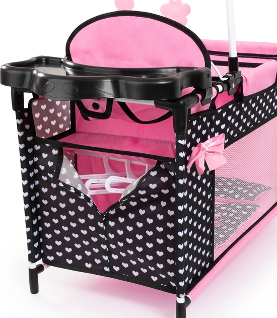 Bayer Design - Multibed voor poppen tot 46cm in zwart, wit/roze