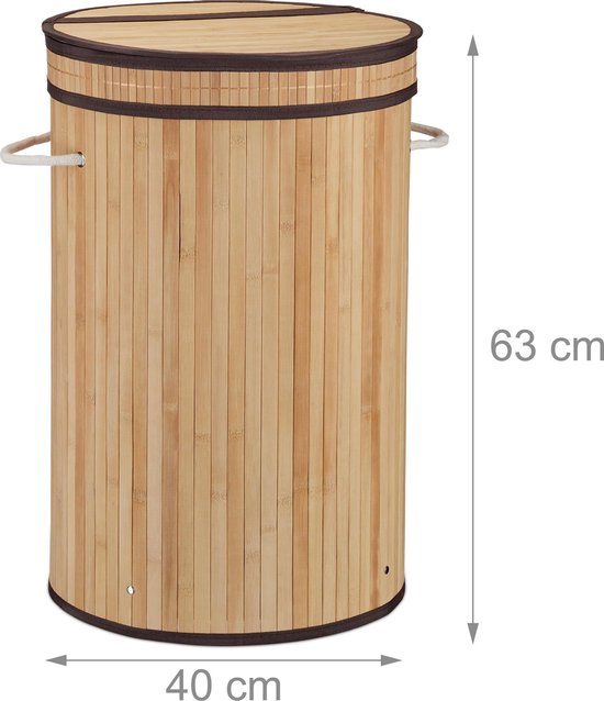 wasmand - 65 l - bamboel - handgrepen - opvouwbaar - natuur