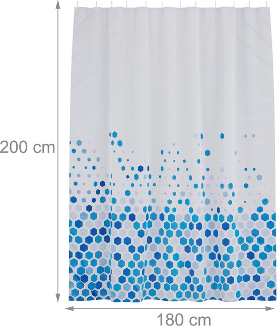 douchegordijn - 180x200 cm - anti-schimmel - wasbaar - polyester - stippen