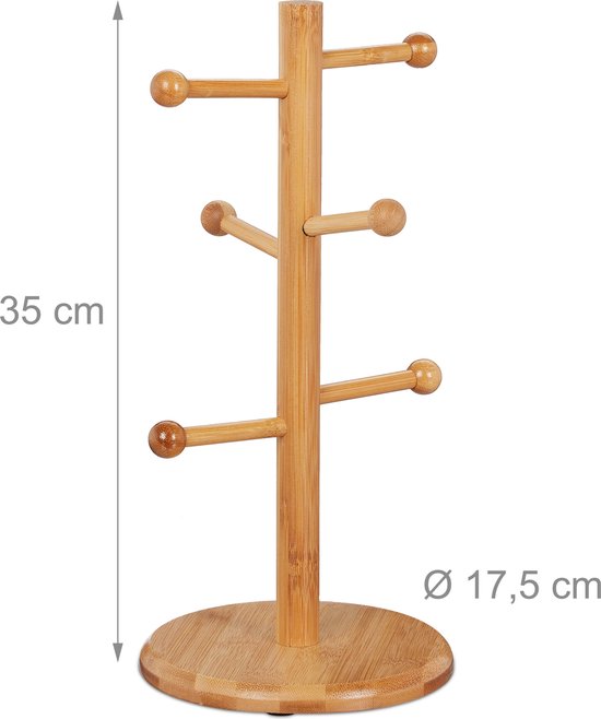 pretzel standaard bamboe - 6-armig - 35 cm hoog - ook voor worstjes