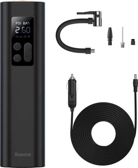 Baseus Super Mini Opblaaspomp - Luchtcompressor, Draagbare Handbediende Autobandenpomp - Zwart