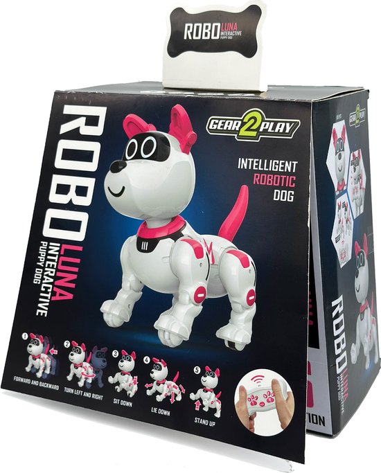 Gear2Play Robo Luna - Interactieve robothond - LED ogen - Doet allerlei kunstjes - Danst op muziek