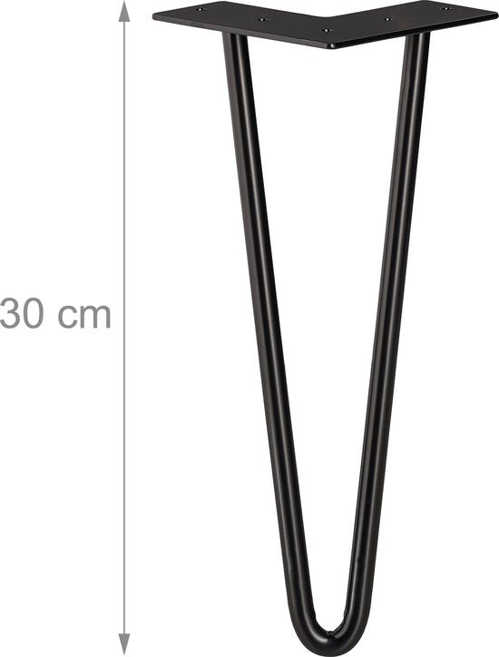 hairpin poten - 4 stuks - 2 stutten - metaal - 30 cm hoog - zwart