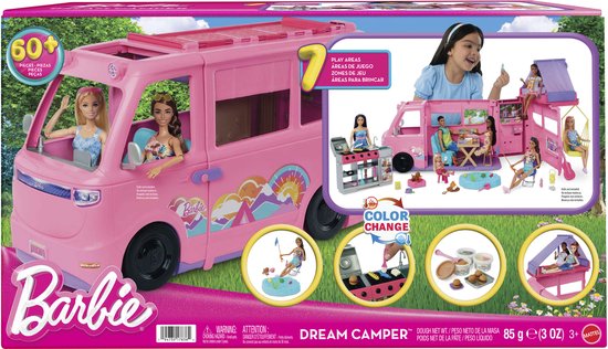 Barbie Droomcamper - Speelset met daktent, barbecue en meer dan 60 accessoire