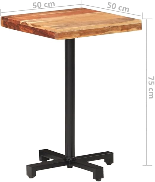 Bistrotafel, vierkant, 50 x 50 x 75 cm, massief acaciahout