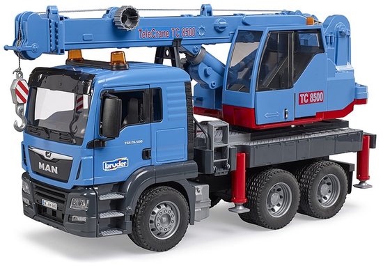 Bruder 3771 Vrachtwagen MAN met kraan blauw