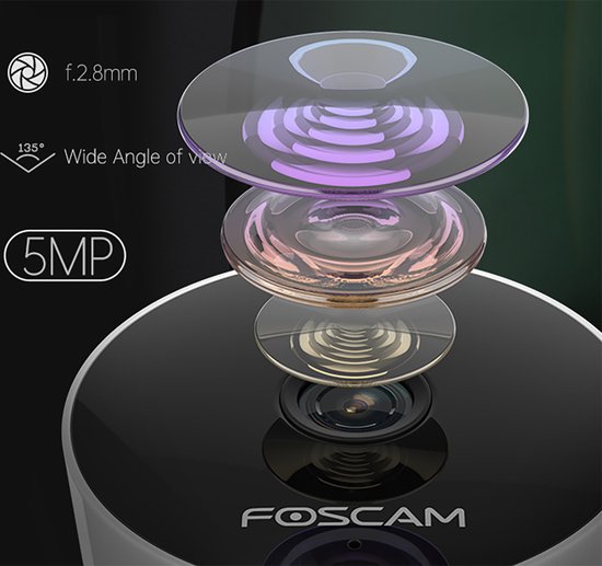 Foscam C5M Beveiligingscamera - 3K - 5MP - DualBand - WiFi - Binnencamera - Wit