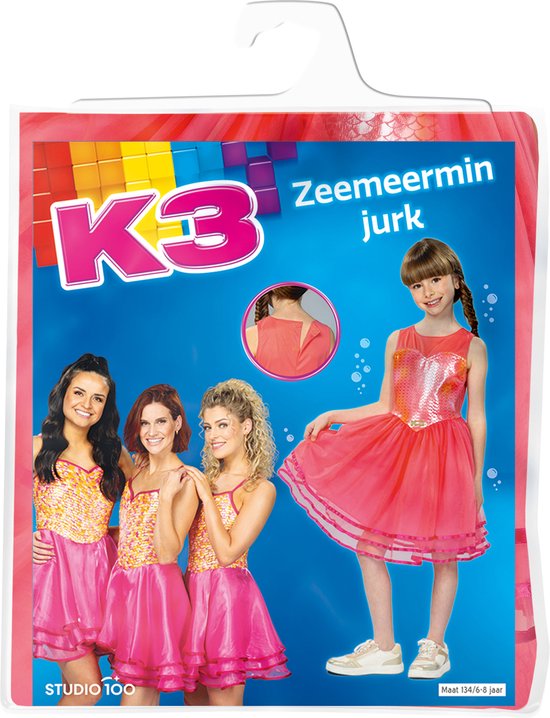 K3 - Verkleedkleding - Verkleedjurk 6-8j. - Lied van de zeemeermin - Maat 134