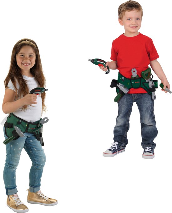 Klein Toys Bosch mini gereedschapsgordel-set - accuschroevendraaier, hamer, tang, zaag, moersleutel, schroevendraaier - incl. licht- en geluidseffecten - groen rood