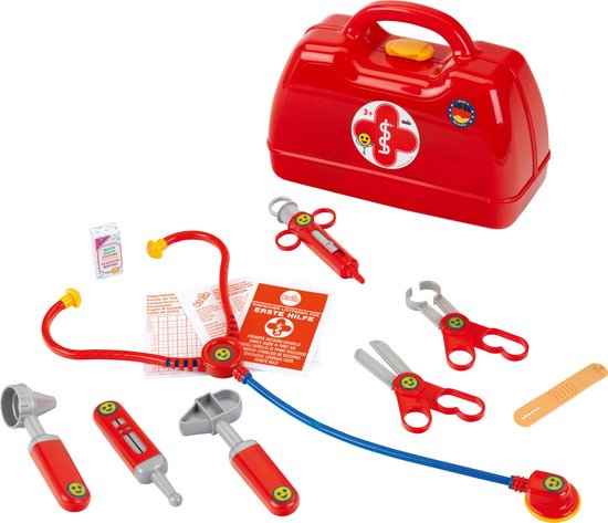 Klein Toys artsenkoffer - afgeronde hoeken - incl. speelgoedinstrumenten - 24x11x19 cm - rood