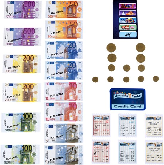 Klein Toys elektronische kassa - afneembare tablet, rekenmachinefunctie, scanner, kaartlezer en een kassa vol speelgeld - 33,42x16,83x22,33 cm - incl. soundbar - grijs rood