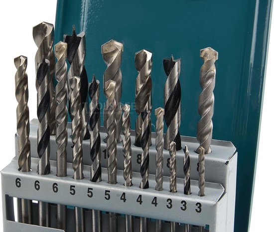 Makita - D-46202 - 18-delige - hout, steen en metaalborenset - 3/4/5/6/8/10 mm