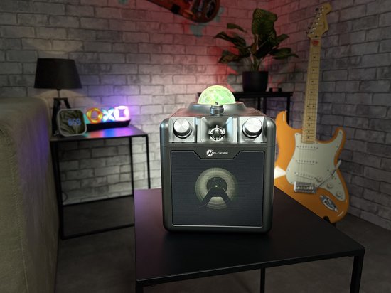 N-GEAR Disco Star 710 Zwart - Bluetooth Speaker - Karaoke Set - Party Box met Sterrenprojector & 2 Microfoons