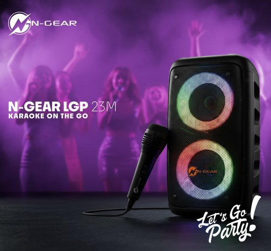 N-GEAR LGP 23M - Draadloze Bluetooth Party Speaker - Karaoke Set - 1 Microfoon - Discoverlichting