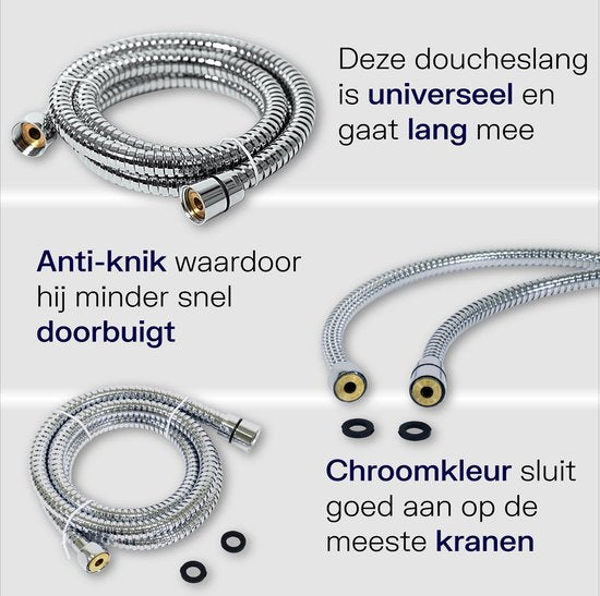 Plieger Napoli Doucheslang – Anti-knik – Chroom – 1/2 Inch x 150cm