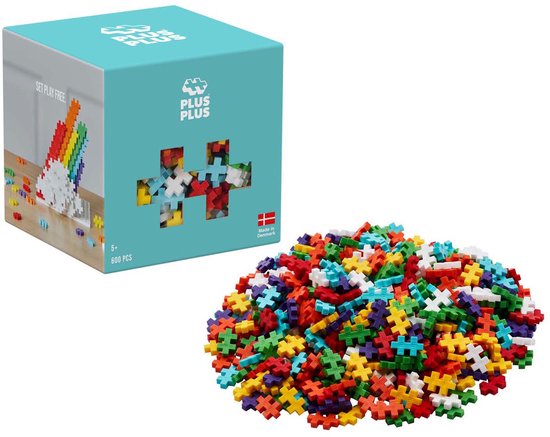 Plus-Plus Basic Reiskoffer 600 delige bouwset blauw - 7002 - Bouwspeelgoed - Constructiespeelgoed - Set met bouwstenen - Vanaf 5 jaar