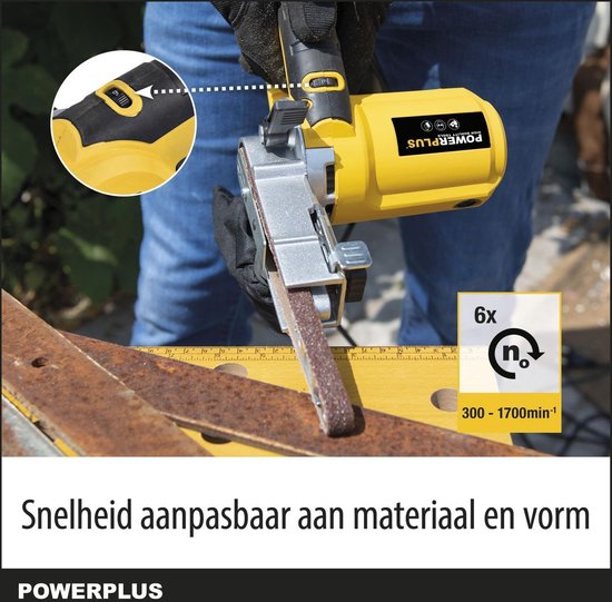 Powerplus elektrische vijlmachine POWX139 - 400W schuurmachine - schuurriem 457x13mm - 1700min-1 - met opbergkoffer - met 10 acc.